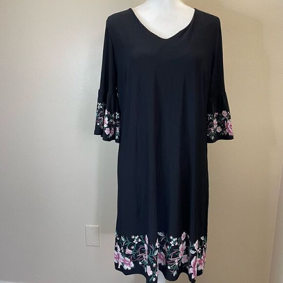 Roz& Ali | Large| Stretch| Soft| Bell sleeves| Midi| Dress| Floral Print - Picture 9 of 12